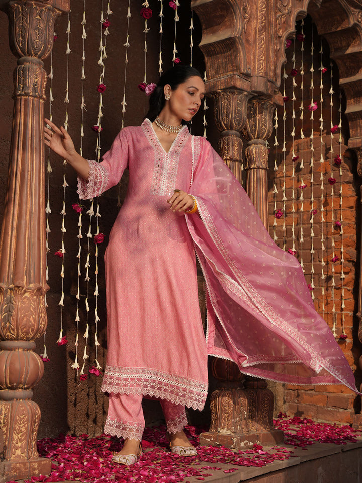 Floral Printed Kurta With Pants &amp; Dupatta