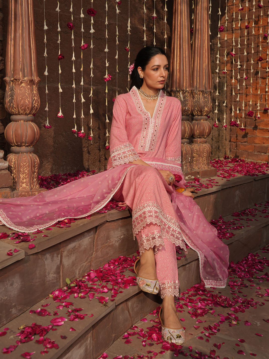 Floral Printed Kurta With Pants &amp; Dupatta