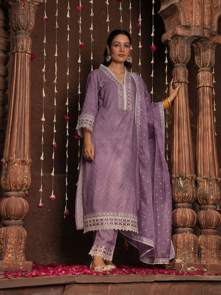 Floral Printed Kurta With Pants &amp; Dupatta