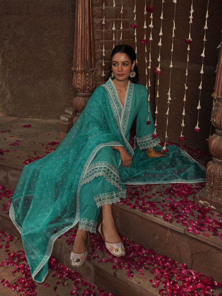 Floral Printed Kurta With Pants &amp; Dupatta
