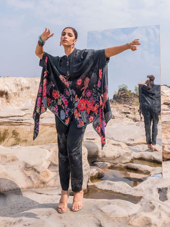 Printed Crepe Kaftan With Pants