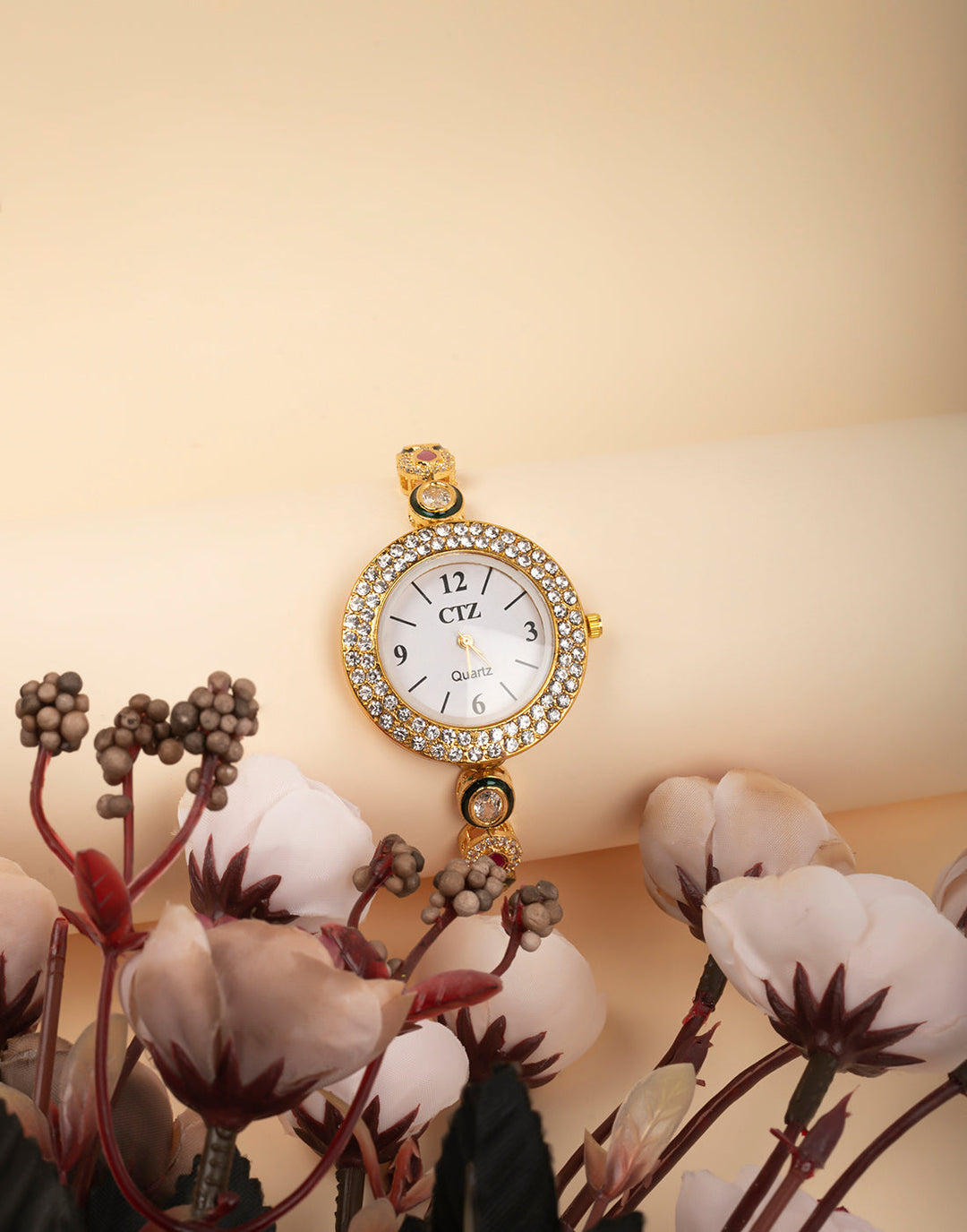 Beautiful Gold Toned with Coloured Stone Watch