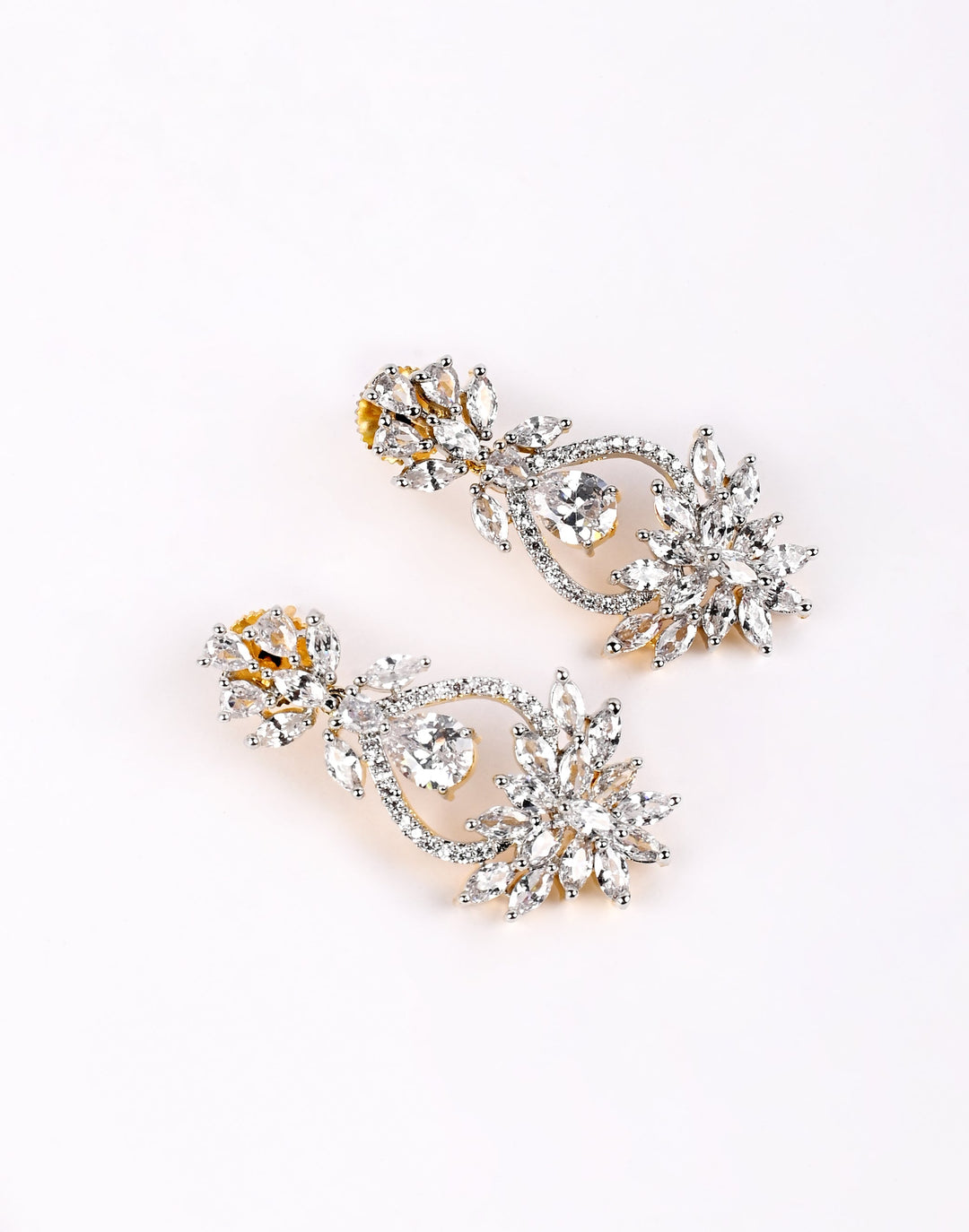 Gold Plated Earrings Embellished With Diamond Stone