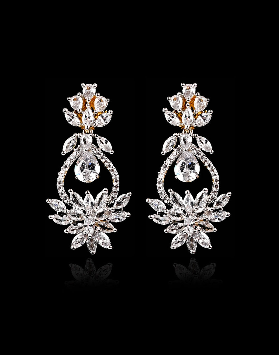 Gold Plated Earrings Embellished With Diamond Stone