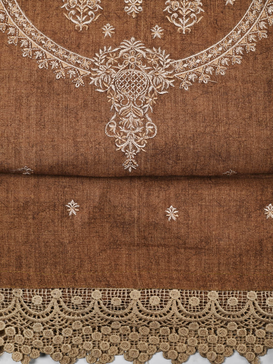 Embroidered Chanderi Unstitched Suit Piece With Dupatta