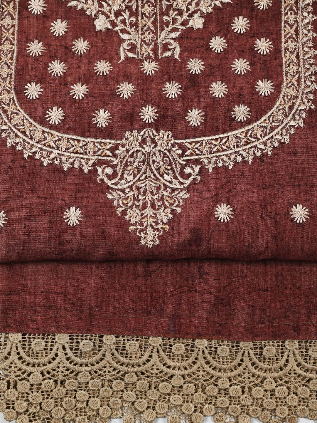 Embroidered Chanderi Unstitched Suit Piece With Dupatta