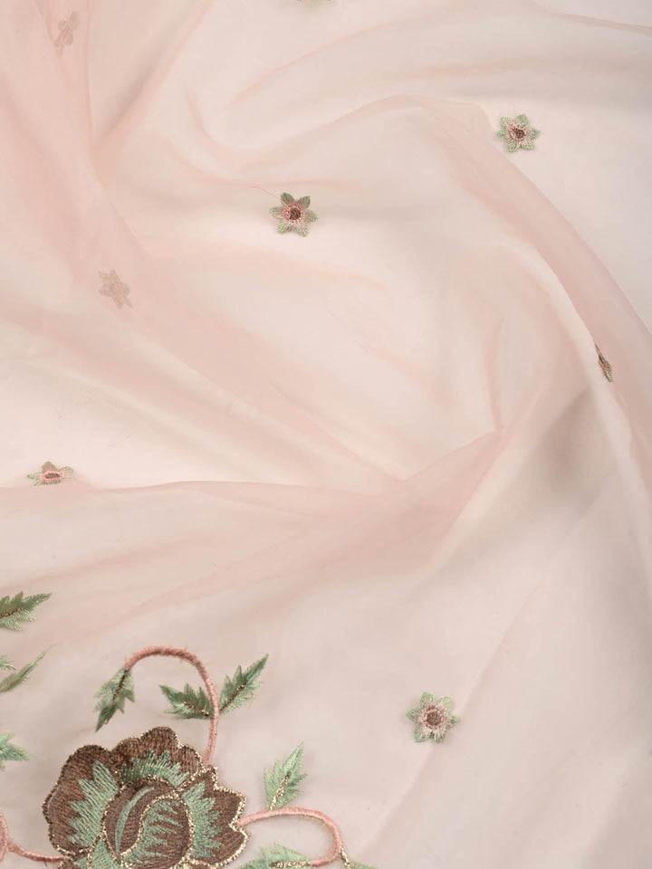 Embroidered Chanderi Unstitched Suit Piece With Dupatta