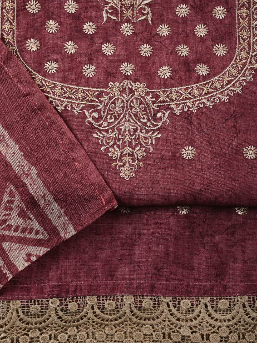Embroidered Chanderi Unstitched Suit Piece With Dupatta