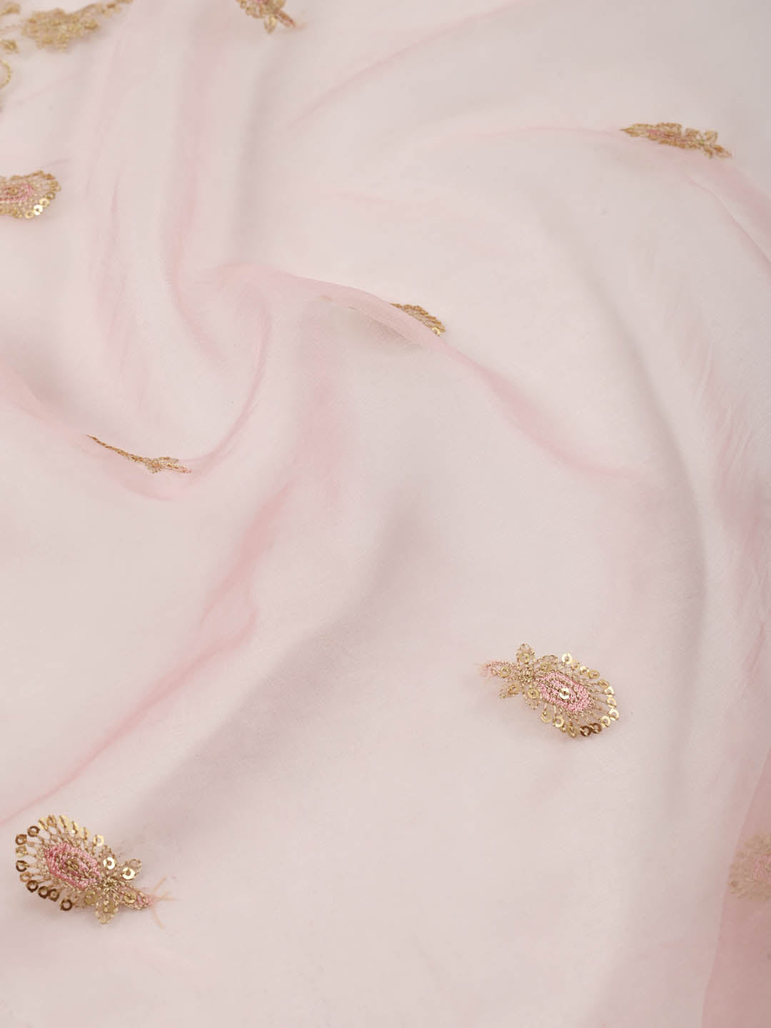 Neck Embroidered Chanderi Unstitched Suit Piece With Dupatta
