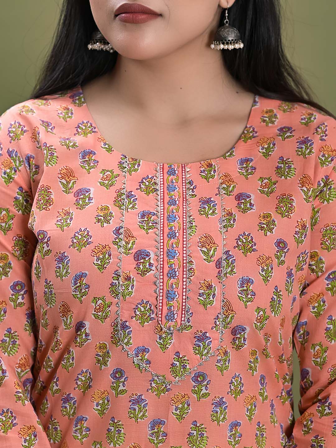 Floral Printed Cotton Kurta With Pants