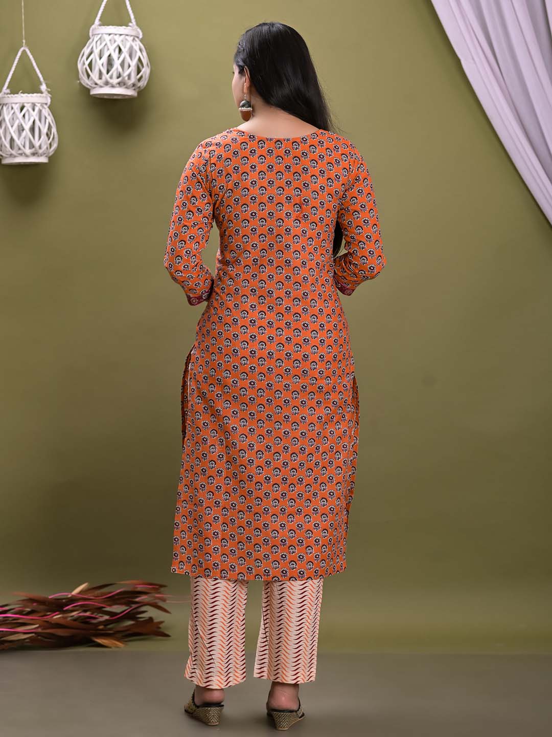 Printed Cotton Kurta With Pants