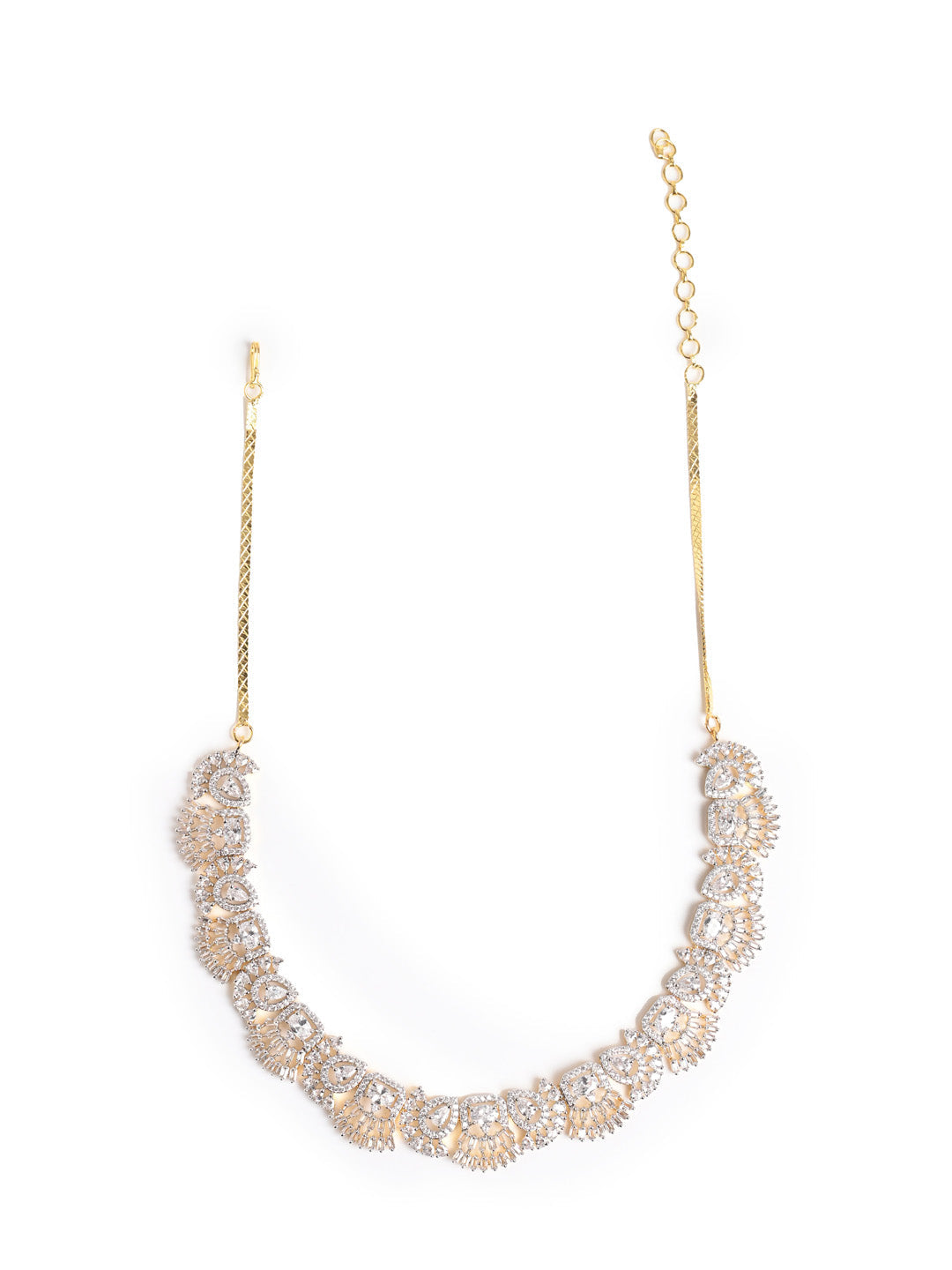 Silver AD Necklace Set With Earrings