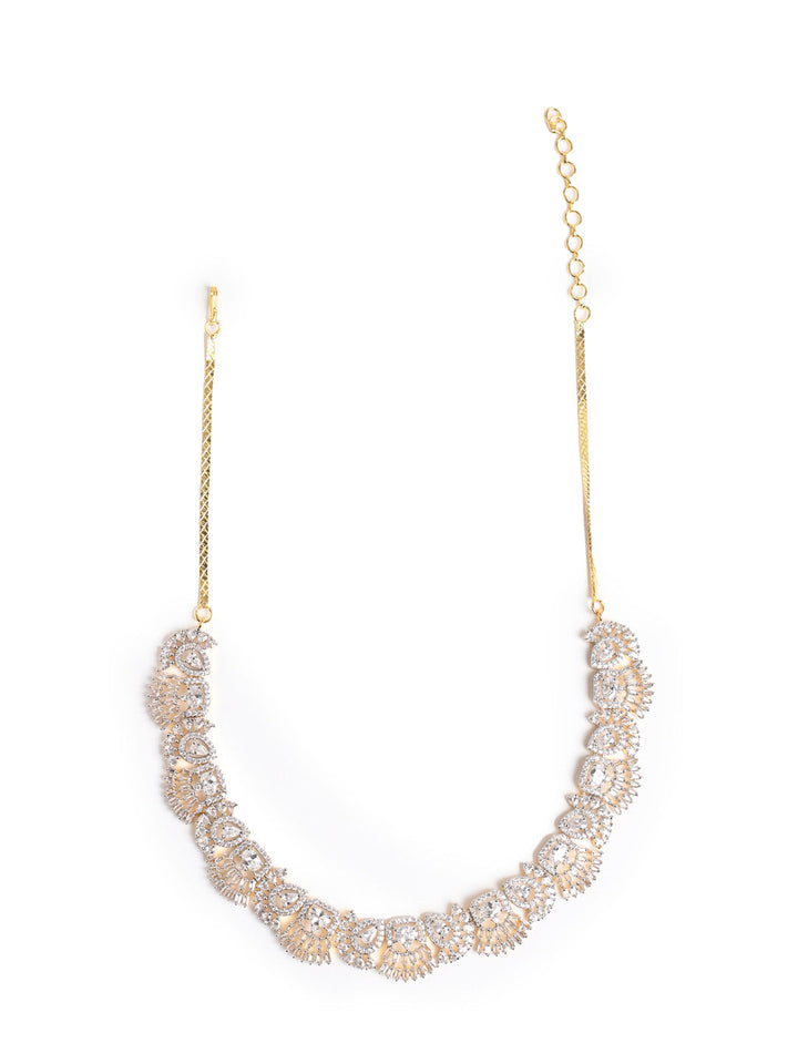 Silver AD Necklace Set With Earrings