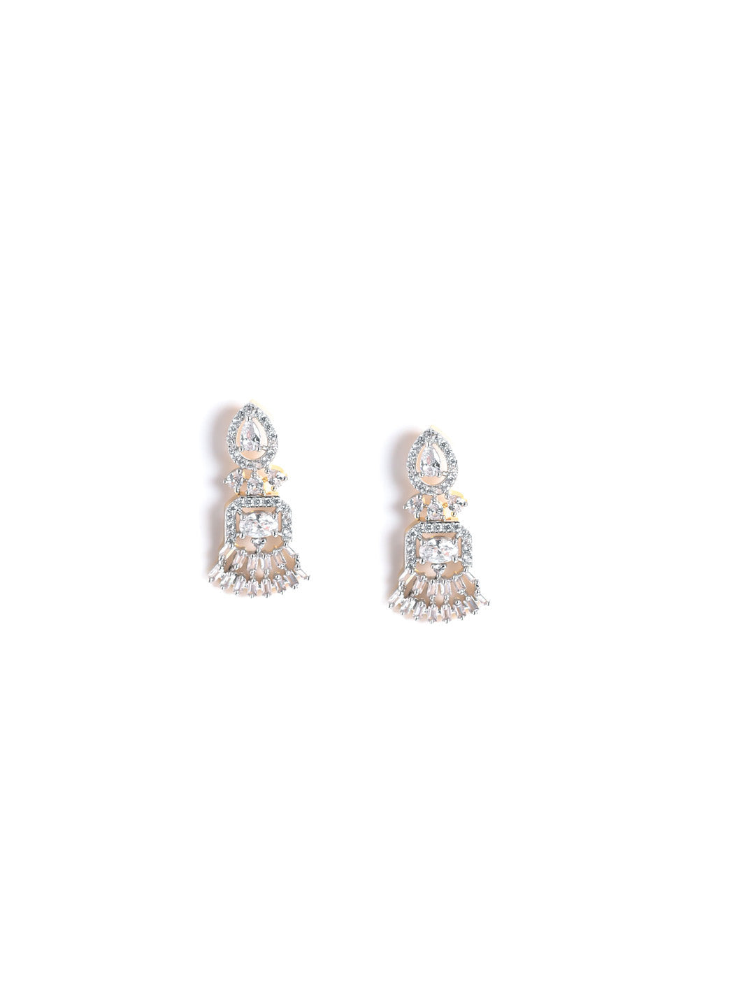 Silver AD Necklace Set With Earrings