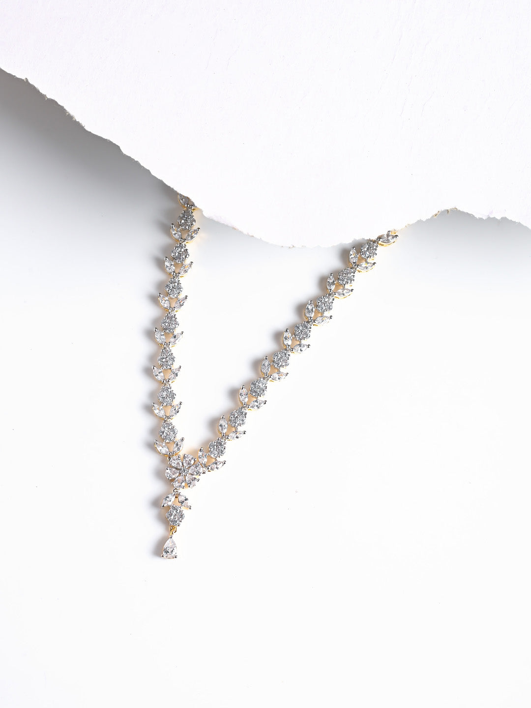 Silver AD Necklace Set With Earrings