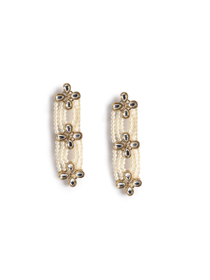 Golden &amp; White Pearl Drop &amp; Dangler Earrings