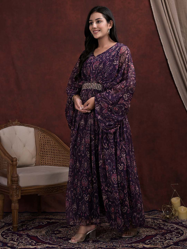 Digital Printed Chiffon Kaftan Dress