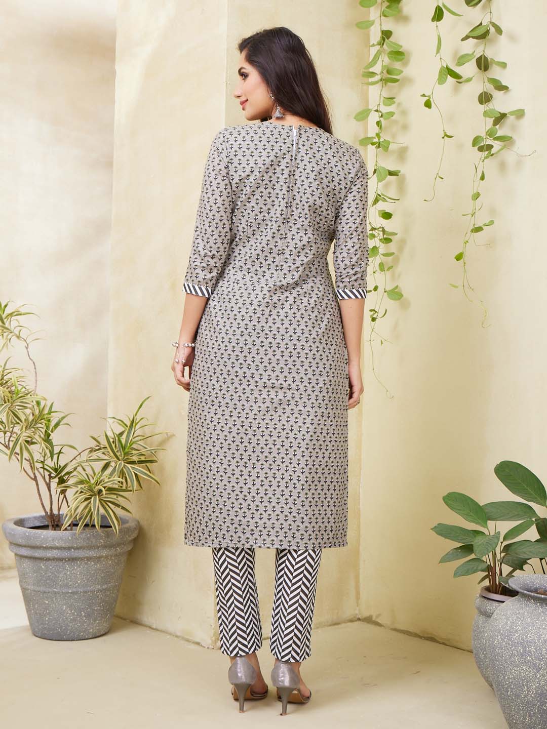Printed Cotton Kurta With Pants