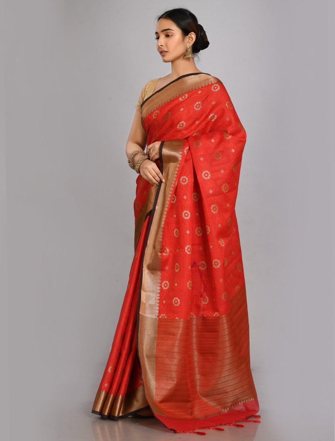 MBZ Meena Bazaar-Kora Cotton Woven Saree