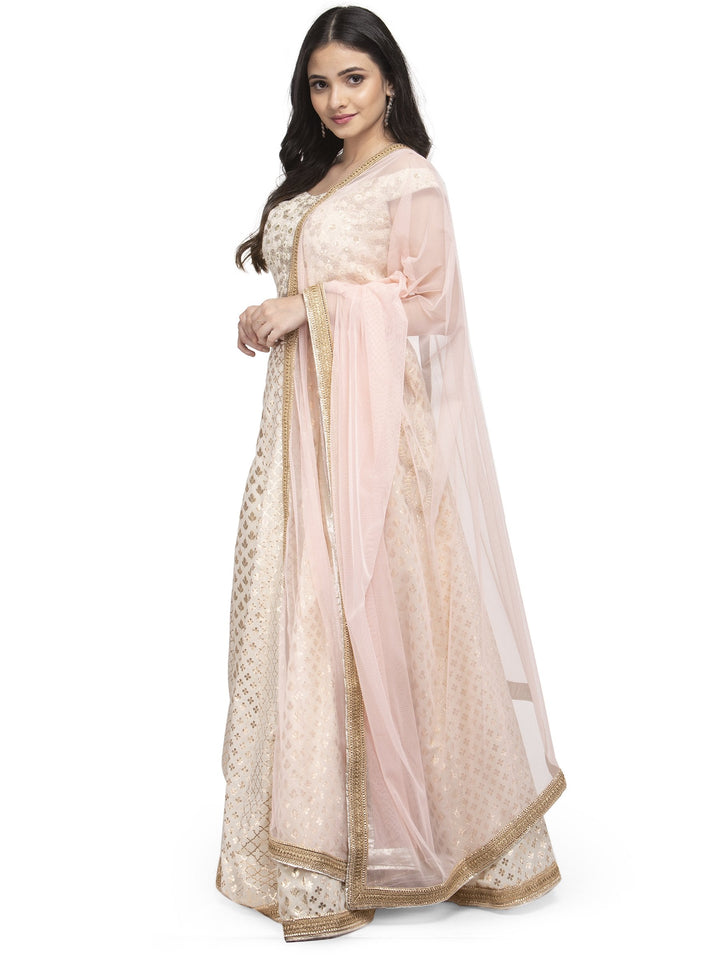MBZ Meena Bazaar-Pink Cotton Chanderi Laacha