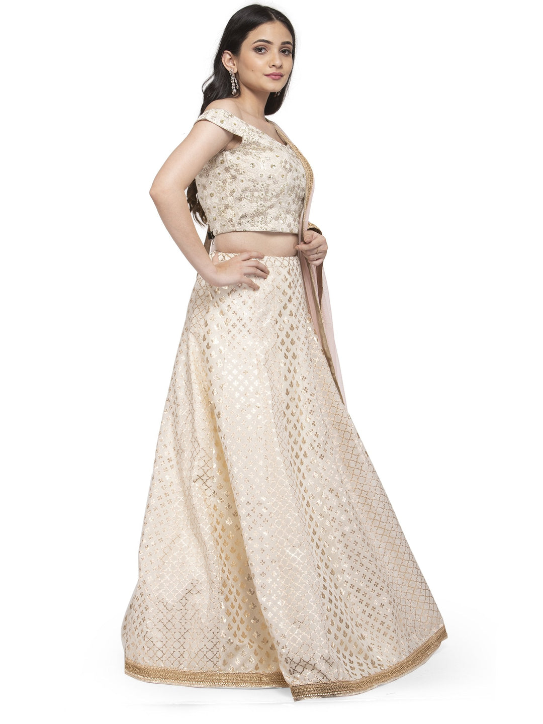 MBZ Meena Bazaar-Pink Cotton Chanderi Laacha