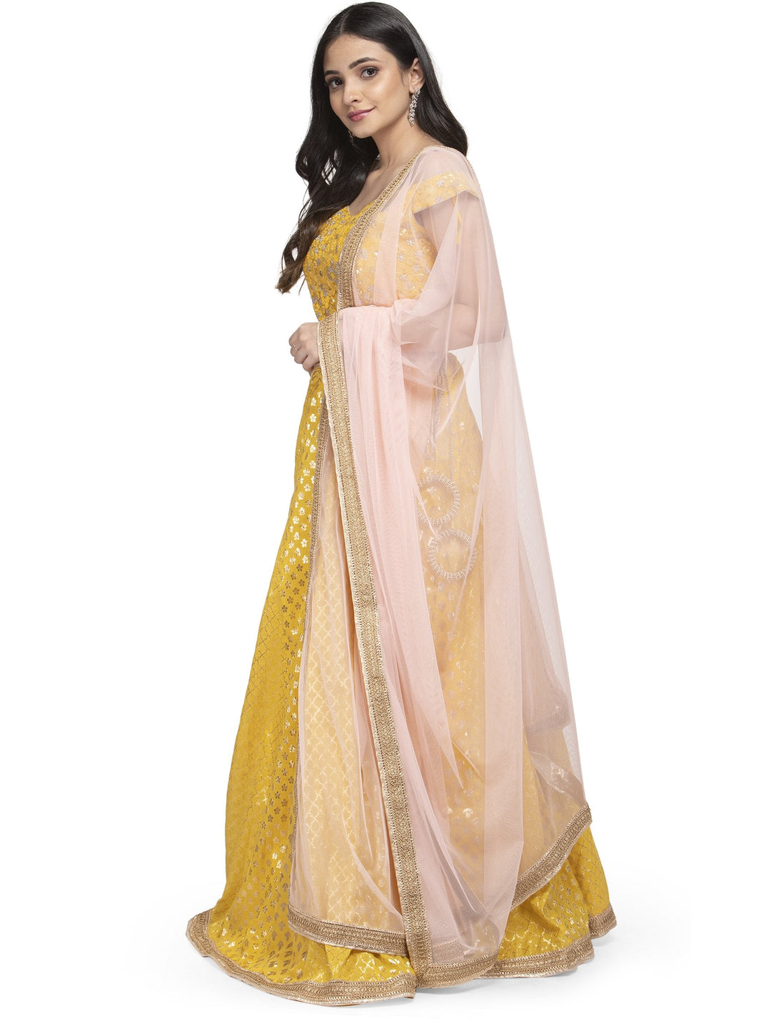 MBZ Meena Bazaar-Pink Cotton Chanderi Laacha