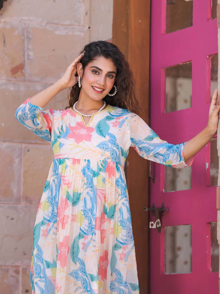 Floral Printed Georgette Dress