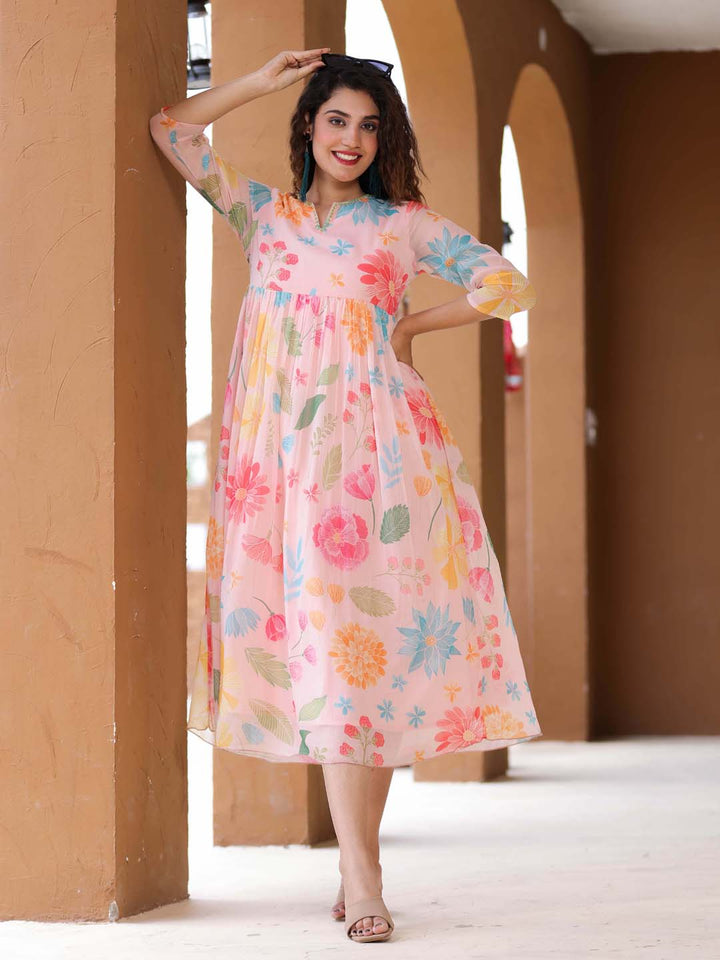 Floral Printed Georgette Dress