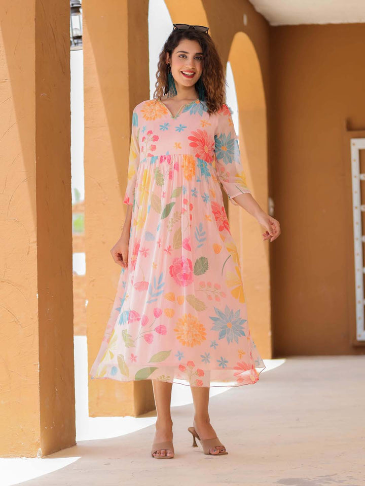 Floral Printed Georgette Dress