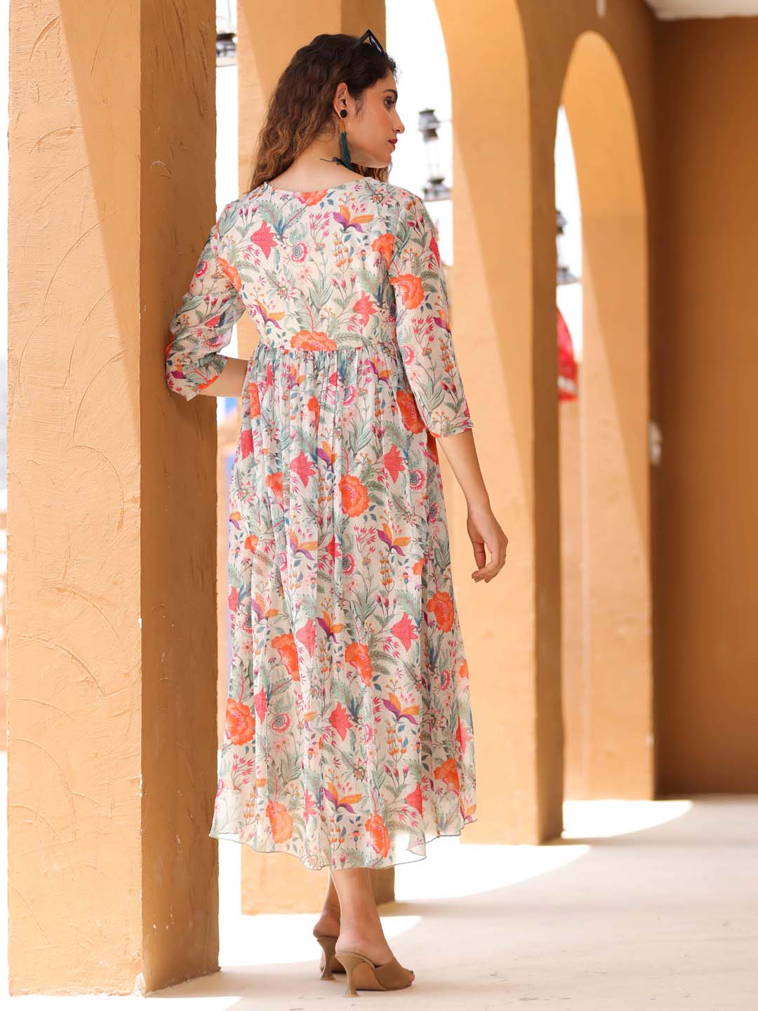 Floral Printed Georgette Dress