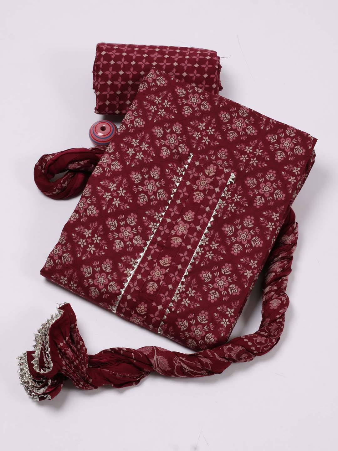 Printed Cotton Unstitched Suit Piece With Dupatta
