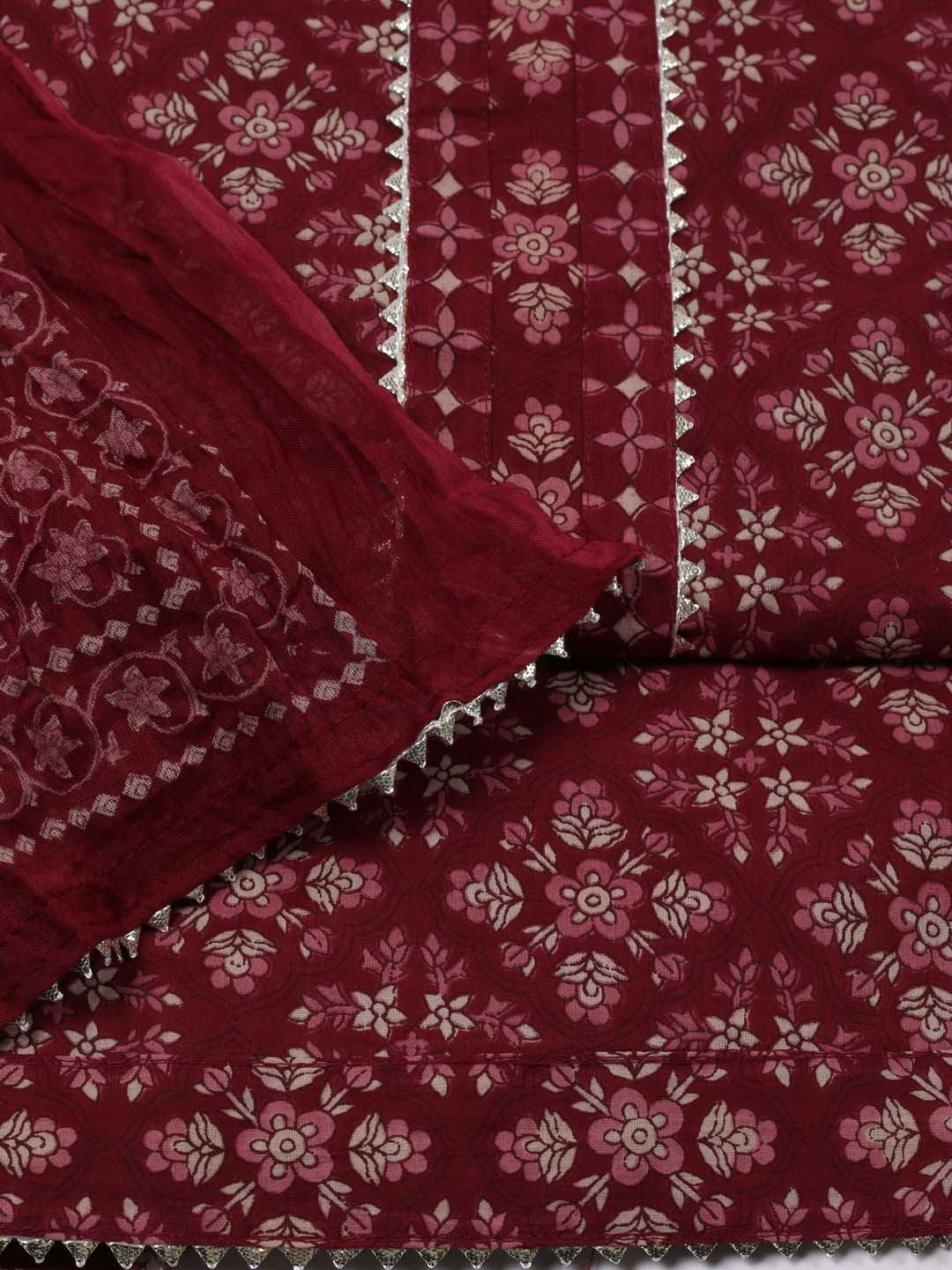 Printed Cotton Unstitched Suit Piece With Dupatta