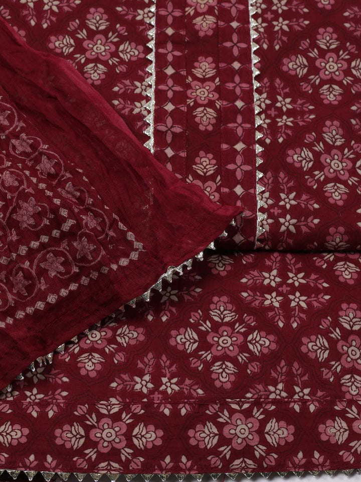 Printed Cotton Unstitched Suit Piece With Dupatta