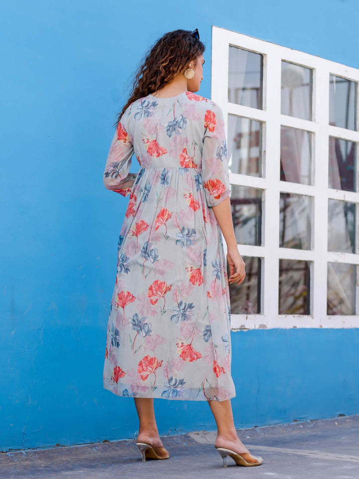 Floral Printed Georgette Dress
