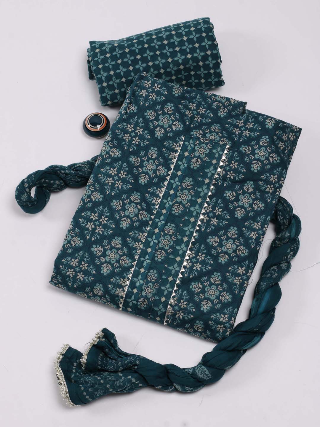 Printed Cotton Unstitched Suit Piece With Dupatta