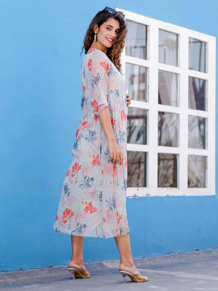 Floral Printed Georgette Dress