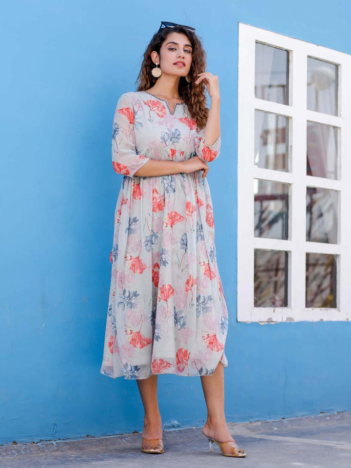 Floral Printed Georgette Dress