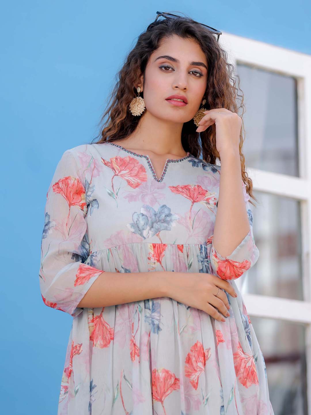 Floral Printed Georgette Dress