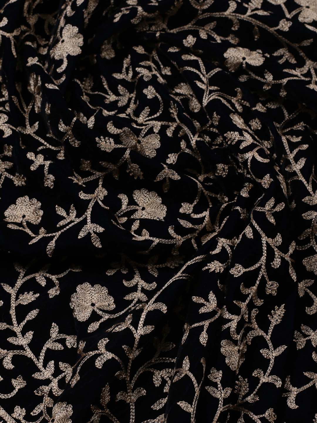 Floral Embroidered Velvet Unstitched Suit Piece With Dupatta