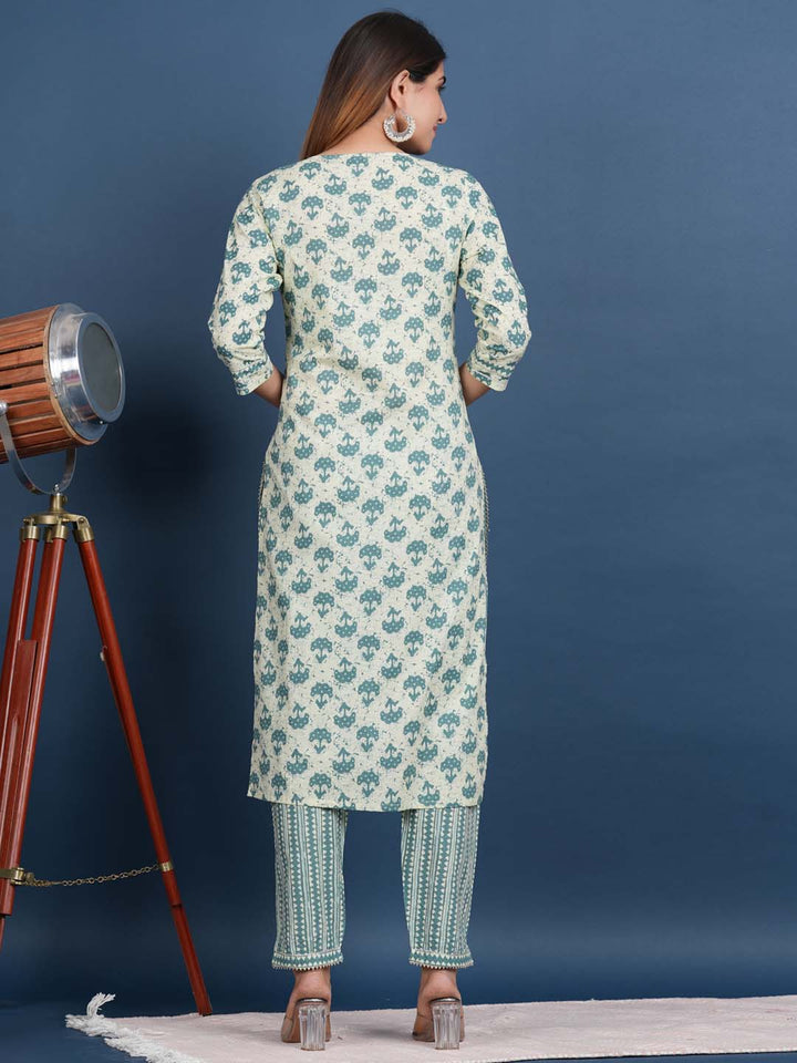Printed Cotton Kurta With Pants