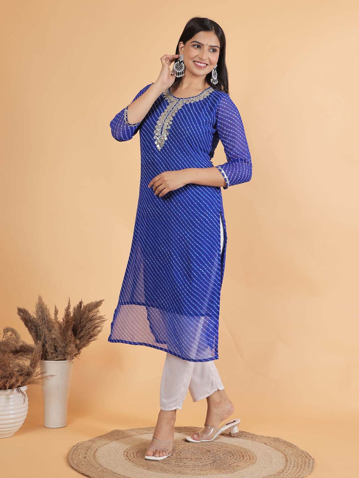Leheriya Printed Georgette Kurta