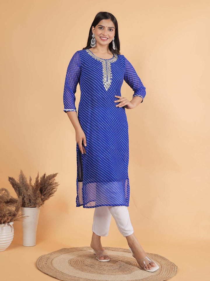 Leheriya Printed Georgette Kurta