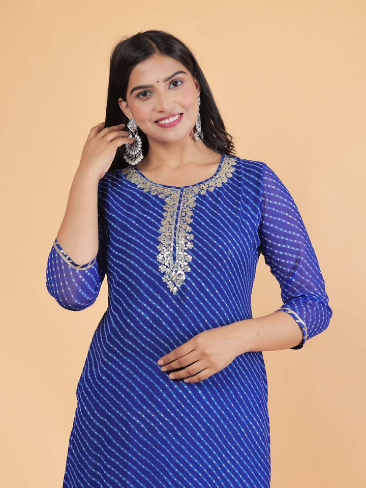 Leheriya Printed Georgette Kurta