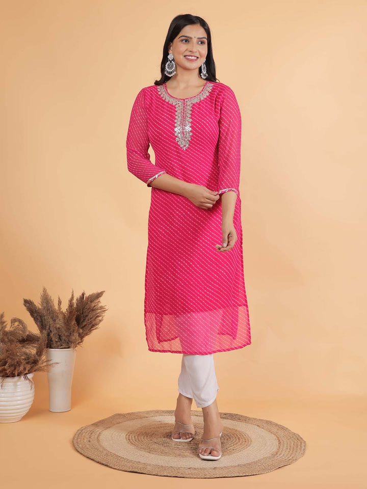Leheriya Printed Georgette Kurta