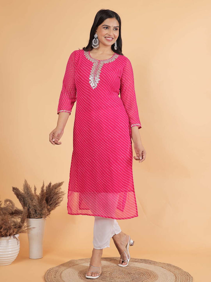 Leheriya Printed Georgette Kurta