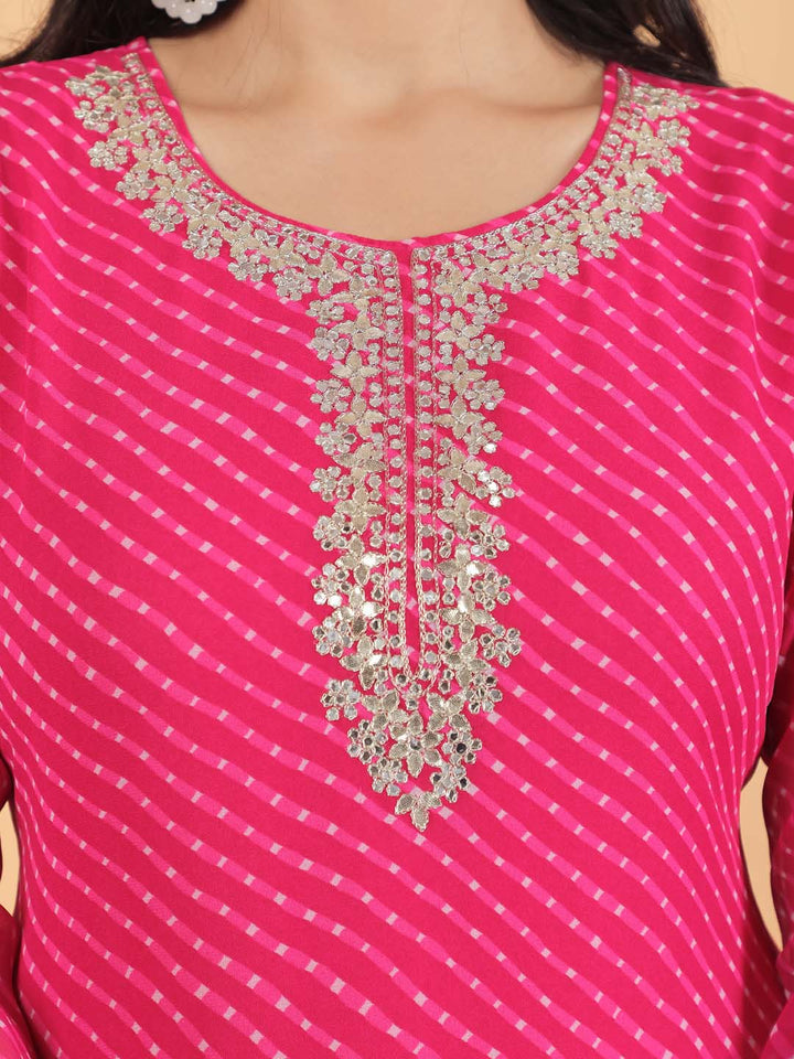 Leheriya Printed Georgette Kurta