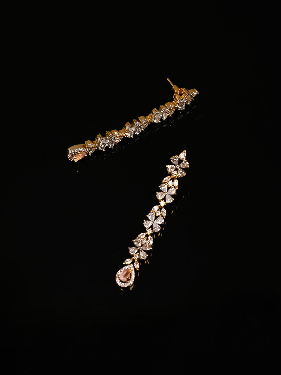Gold &amp; AD Drop Earrings