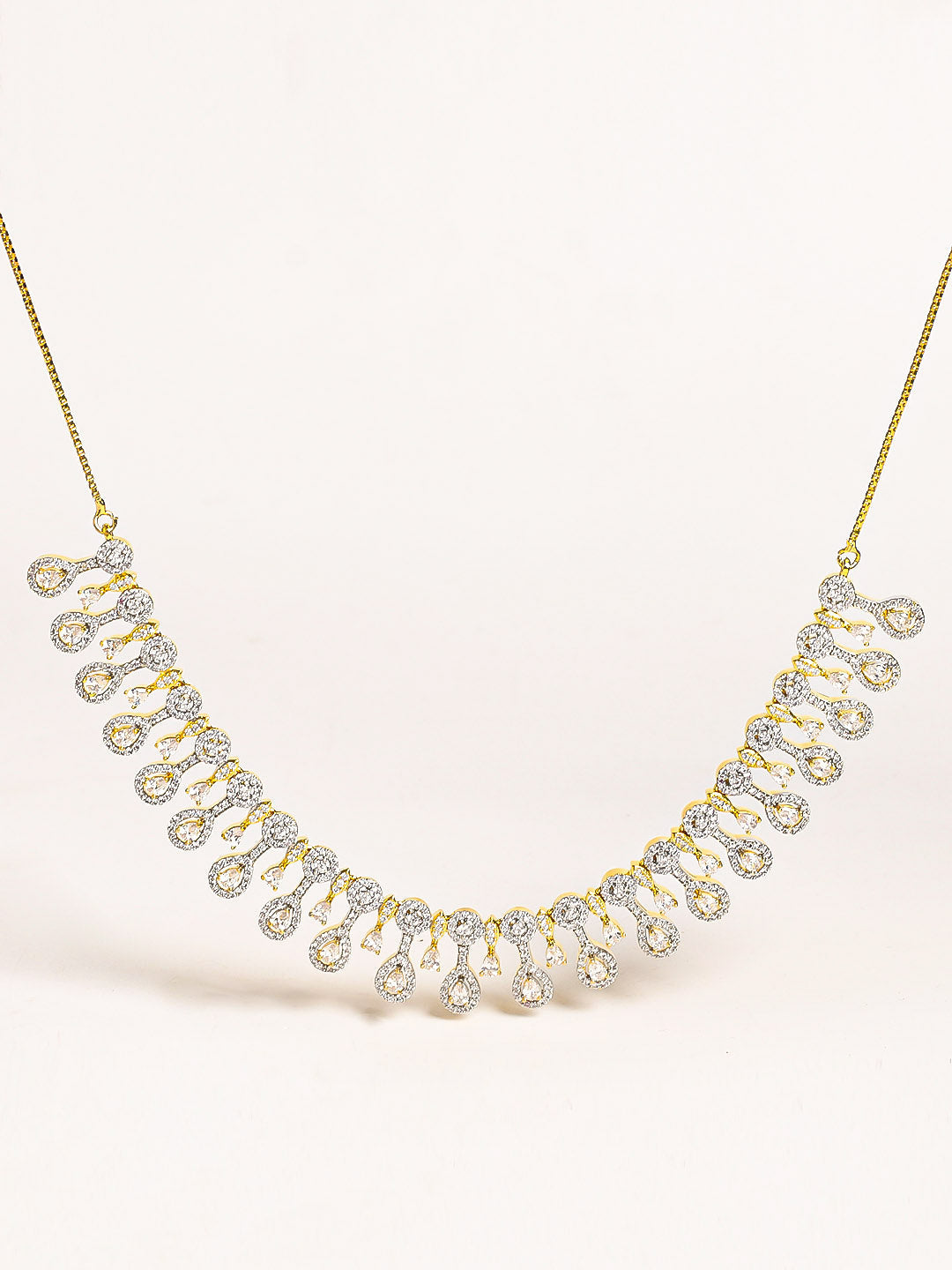 Golden AD Necklace Set With Earrings