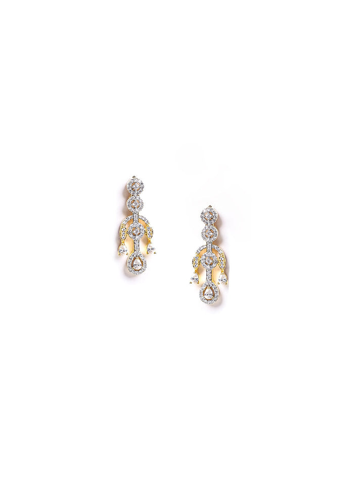 Golden AD Necklace Set With Earrings