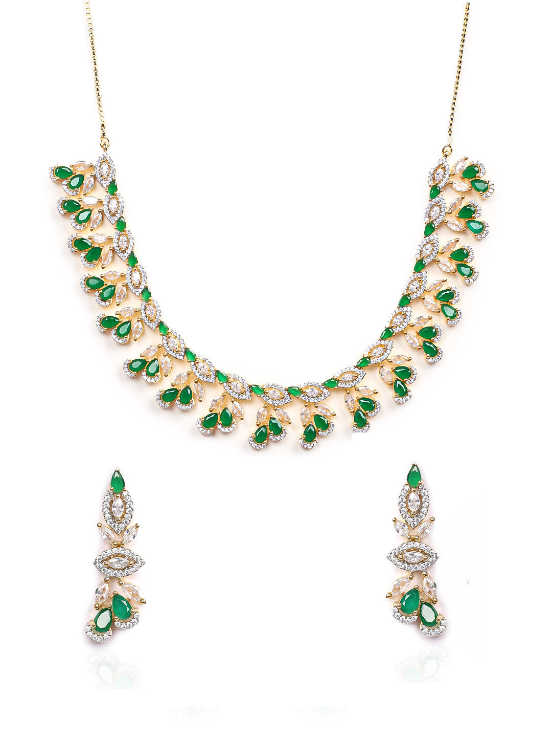 Golden AD Necklace Set With Earrings